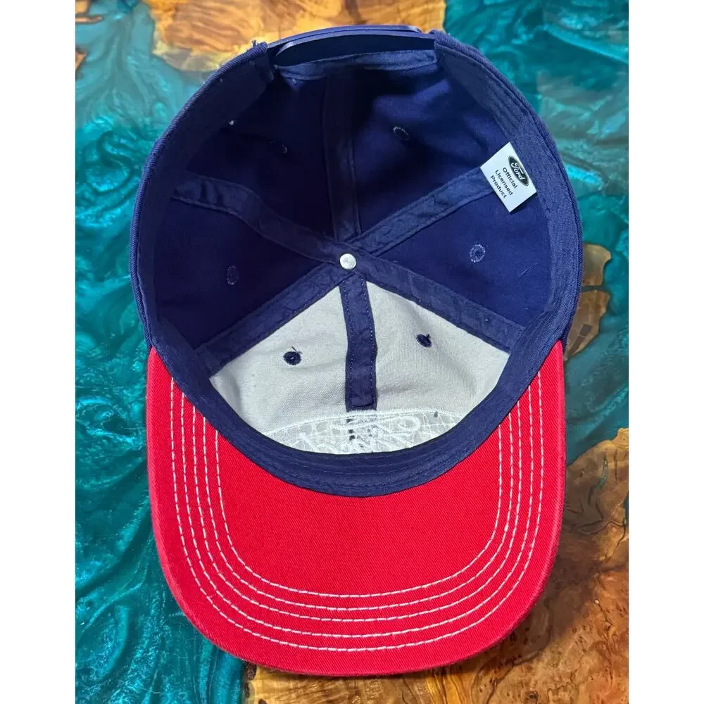Ford Distressed Patch Logo OSFA Snapback Hat Cap Blue Gray Colorway